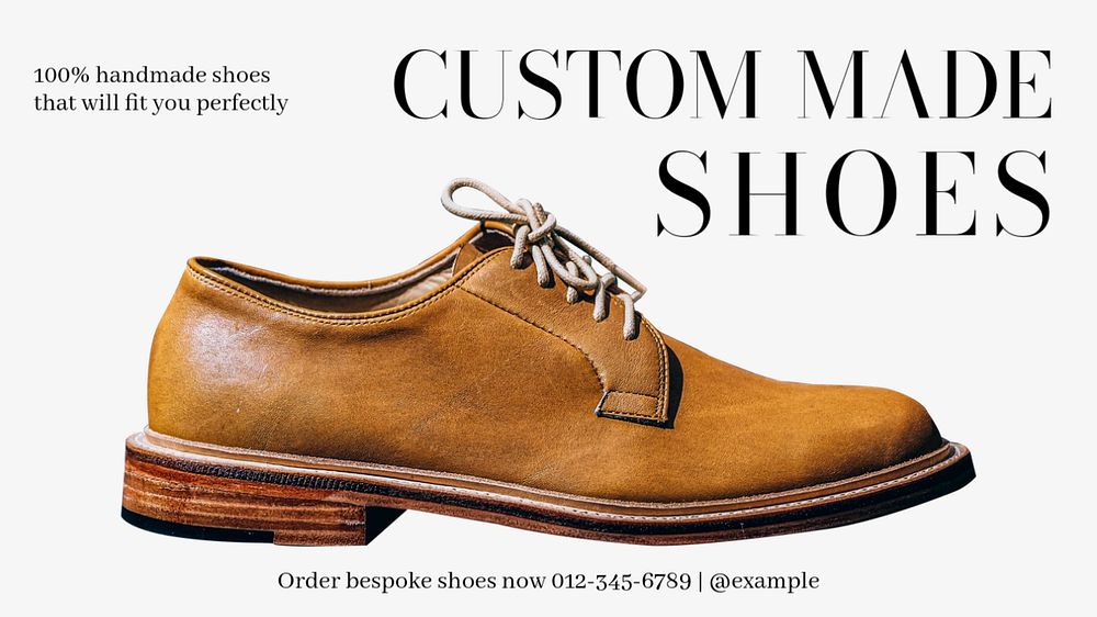 Custom-made shoes blog banner template, editable text