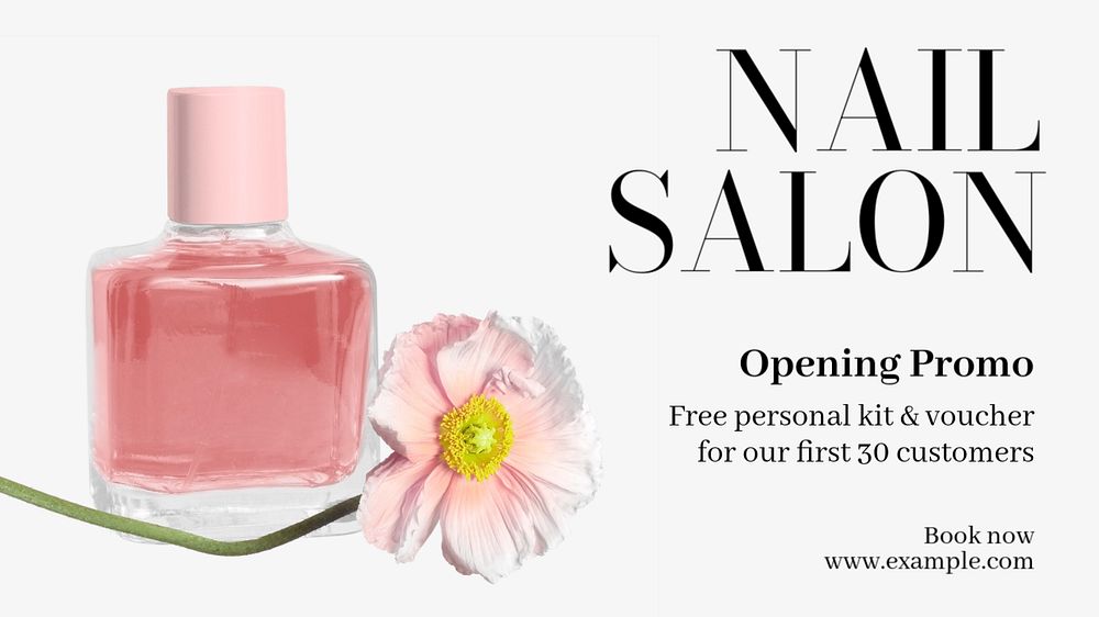 Nail salon  blog banner template, editable text