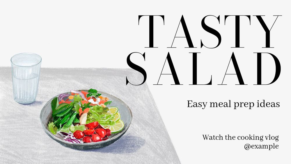 Tasty salad  blog banner template, editable text