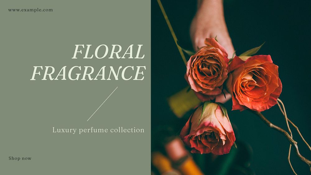 Floral fragrance  blog banner template, editable text