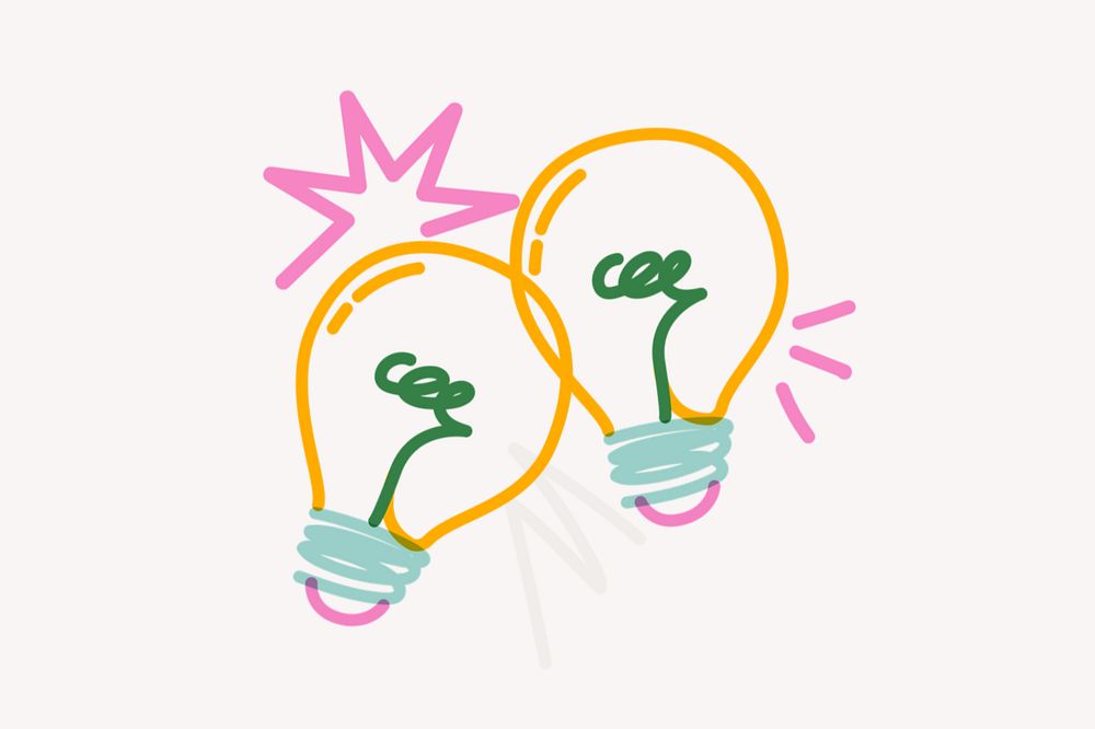 Light bulbs doodle, white background, editable design