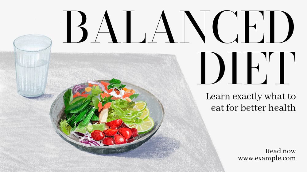 Balanced diet  blog banner template, editable text