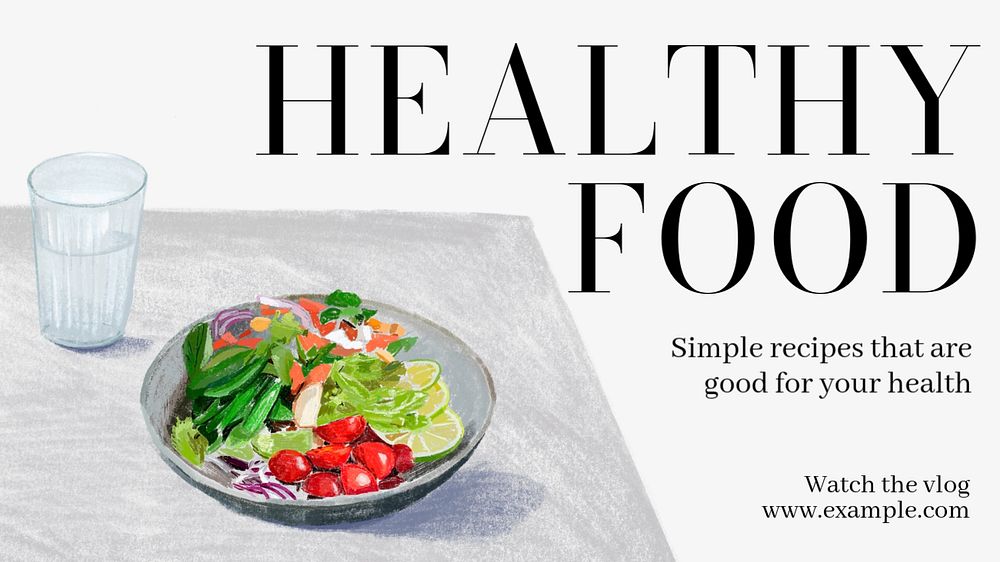 Healthy food  blog banner template, editable text