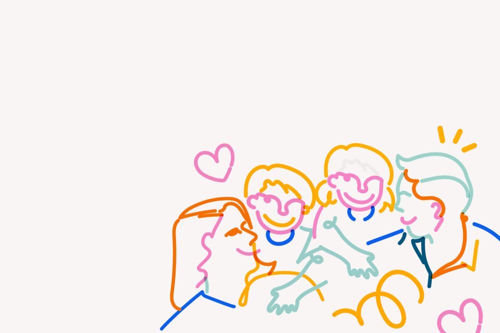 Happy family doodle, white background, editable design