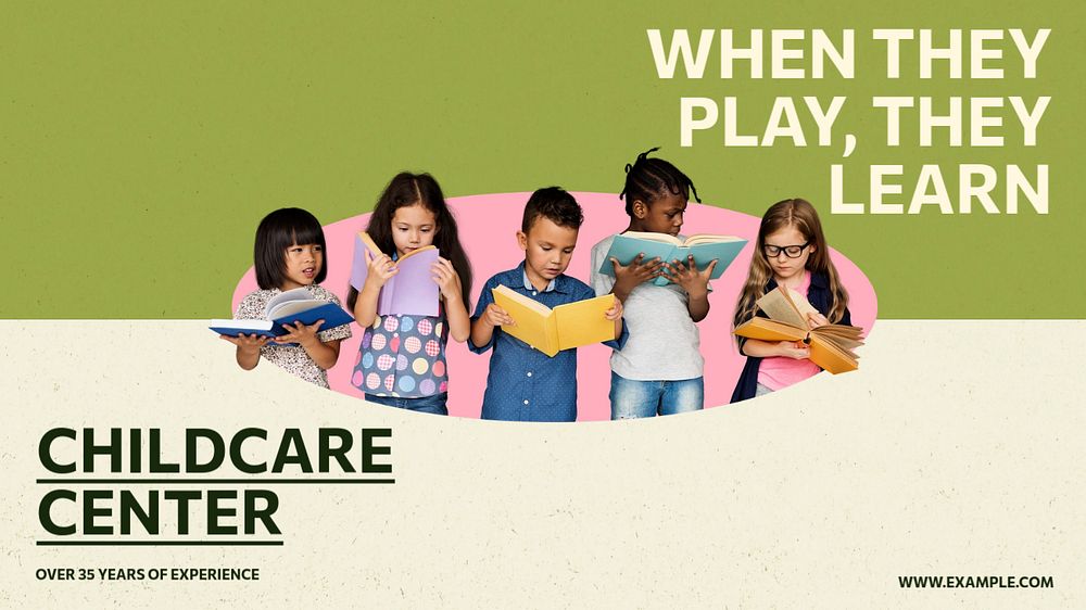 Childcare center blog banner template, editable text