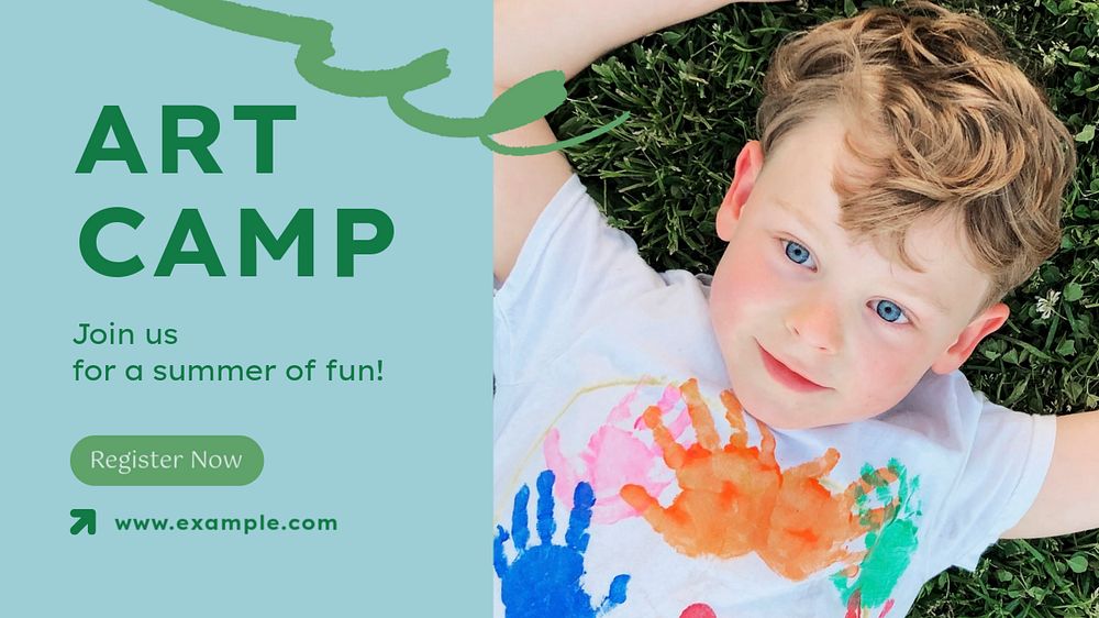 Art camp blog banner template, editable text