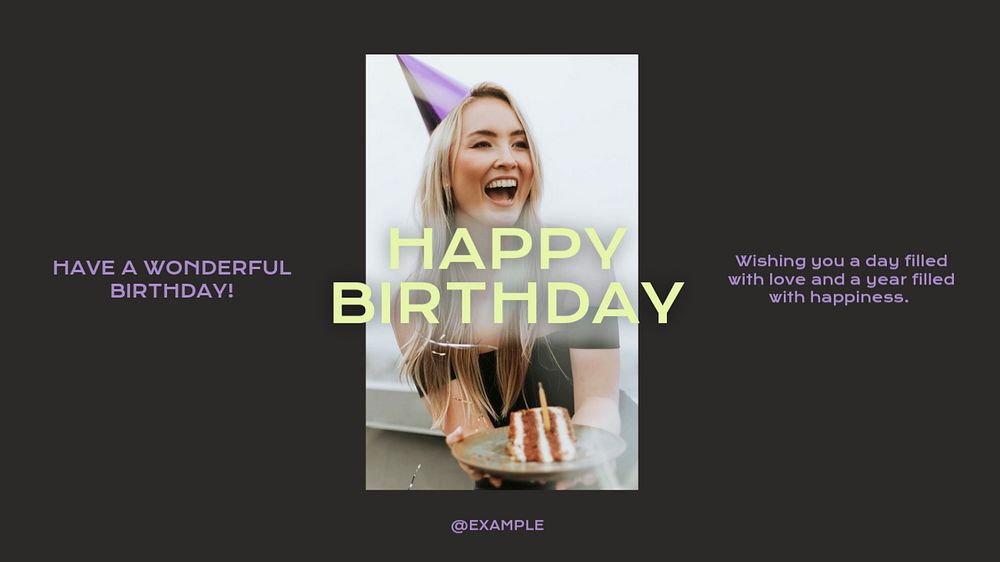 Happy birthday blog banner template, editable text