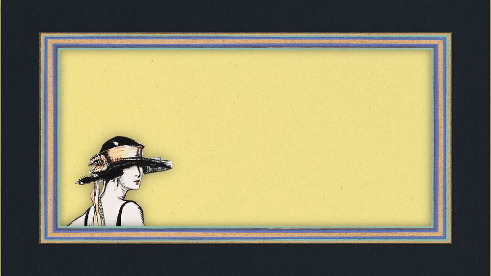 Vintage woman desktop wallpaper, editable art deco design