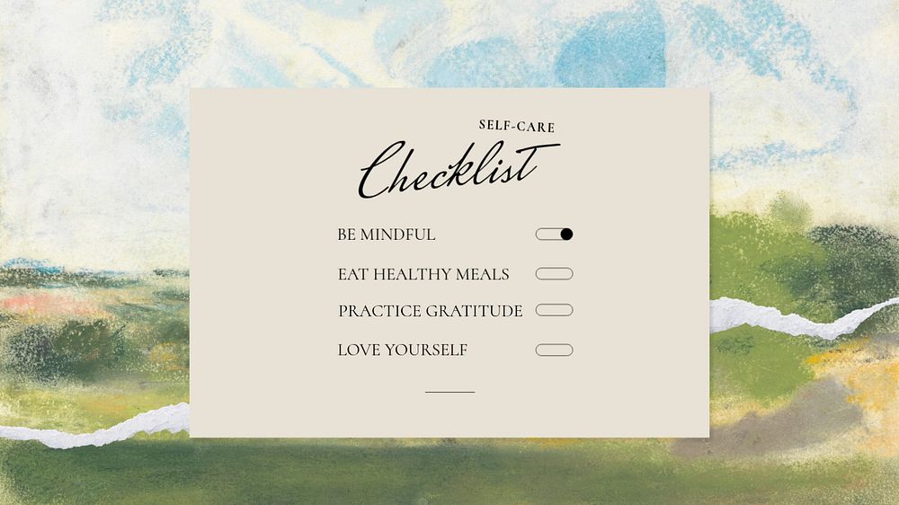 Self-care checklist Facebook cover template, editable design