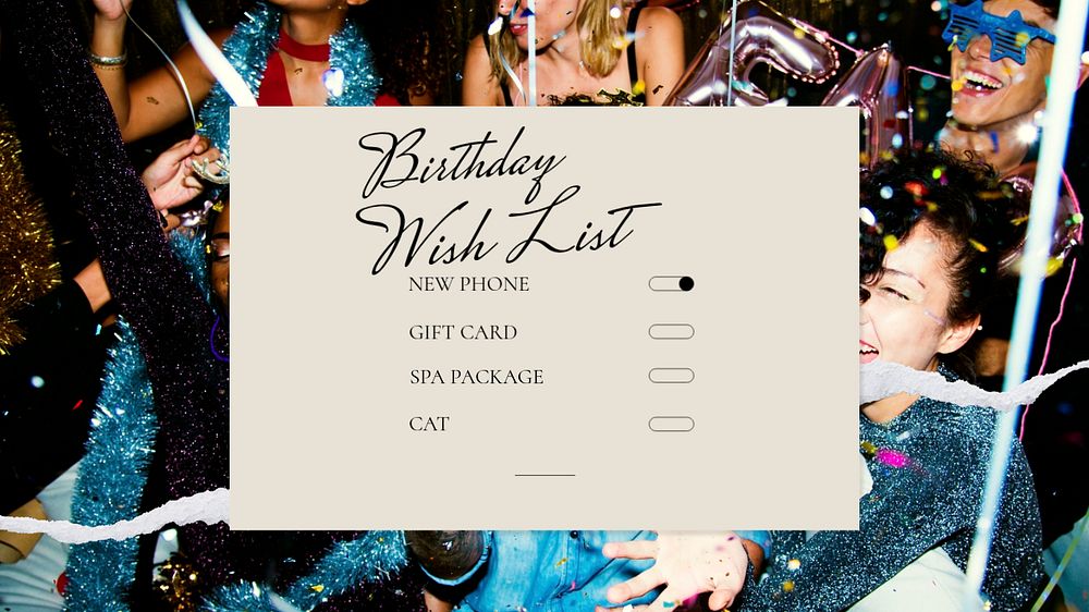 Birthday wish list Facebook cover template, editable design