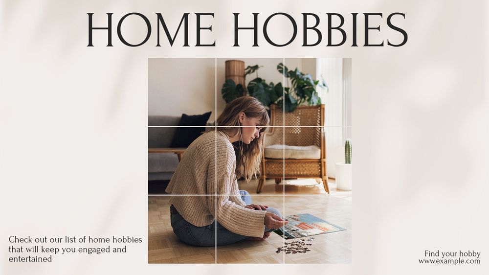 Hobbies at home Facebook cover template, editable design