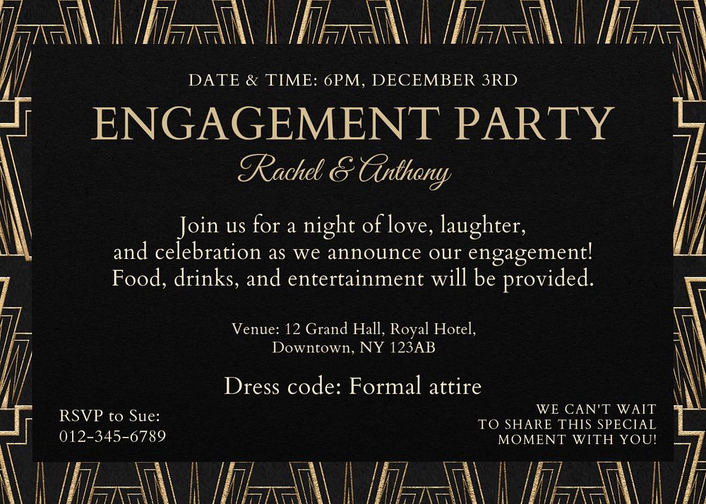 Engagement party template, editable text