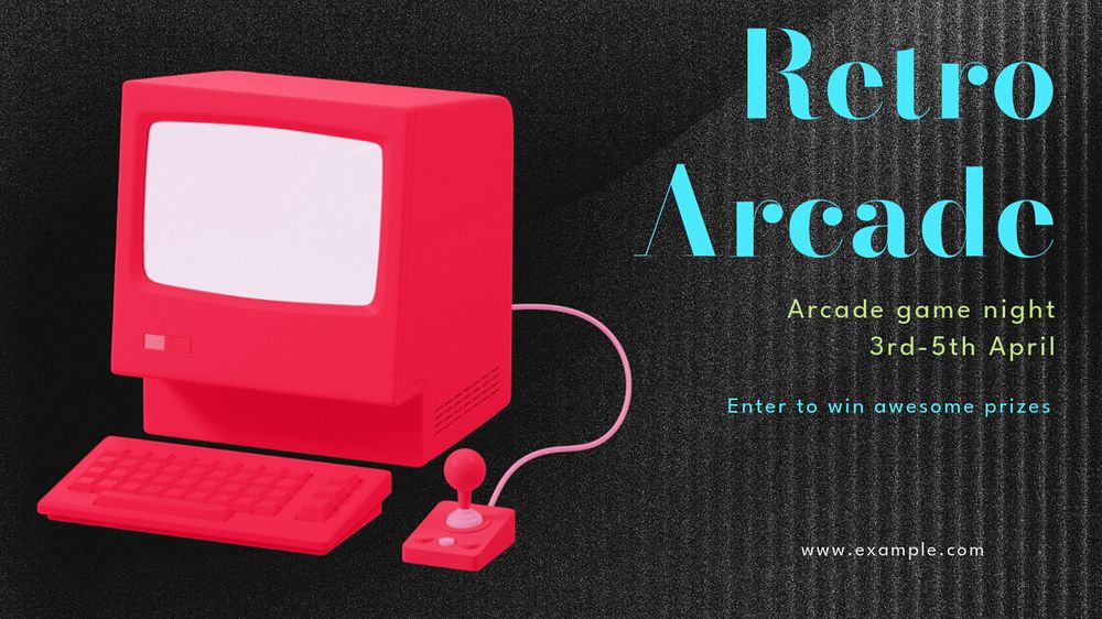 Retro arcade  blog banner template, editable text