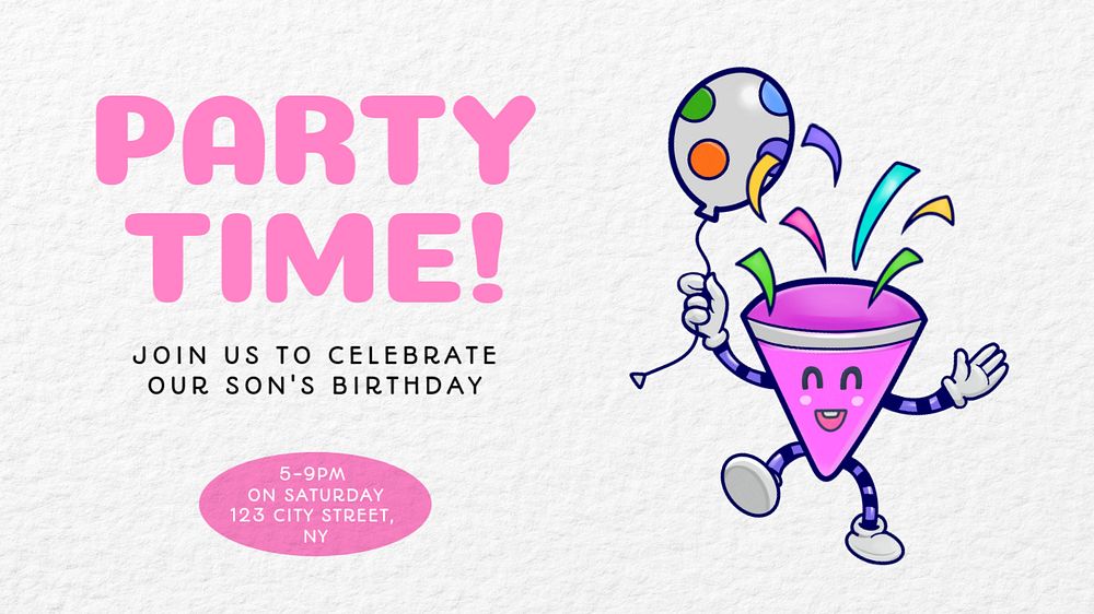 Birthday party  blog banner template, editable text