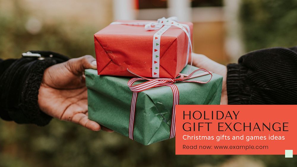 Holiday gift exchange  blog banner template, editable text