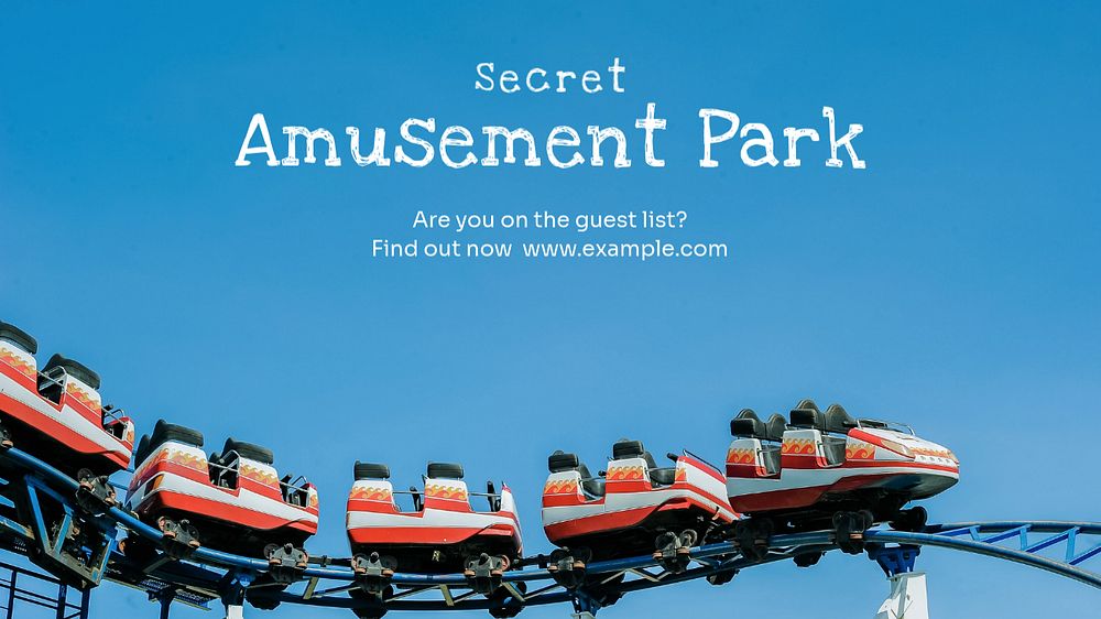 Amusement park blog banner template, editable text