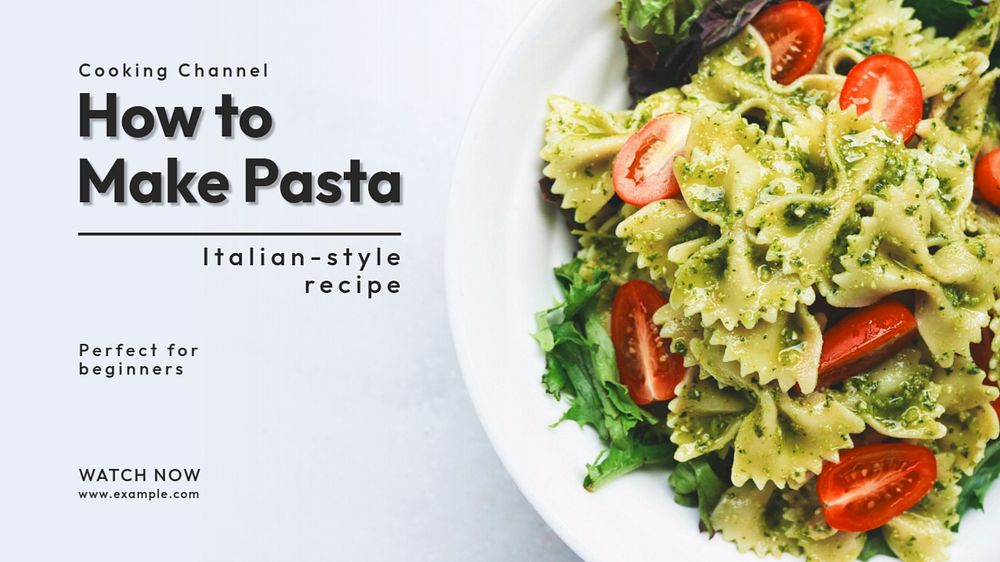 Pasta recipe blog banner template, editable text