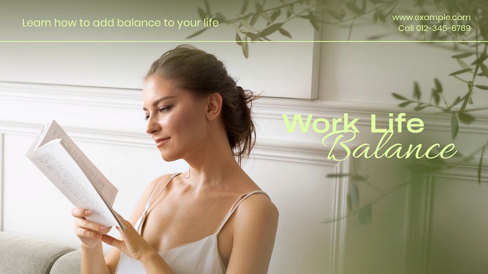 Work life balance blog banner template, editable text