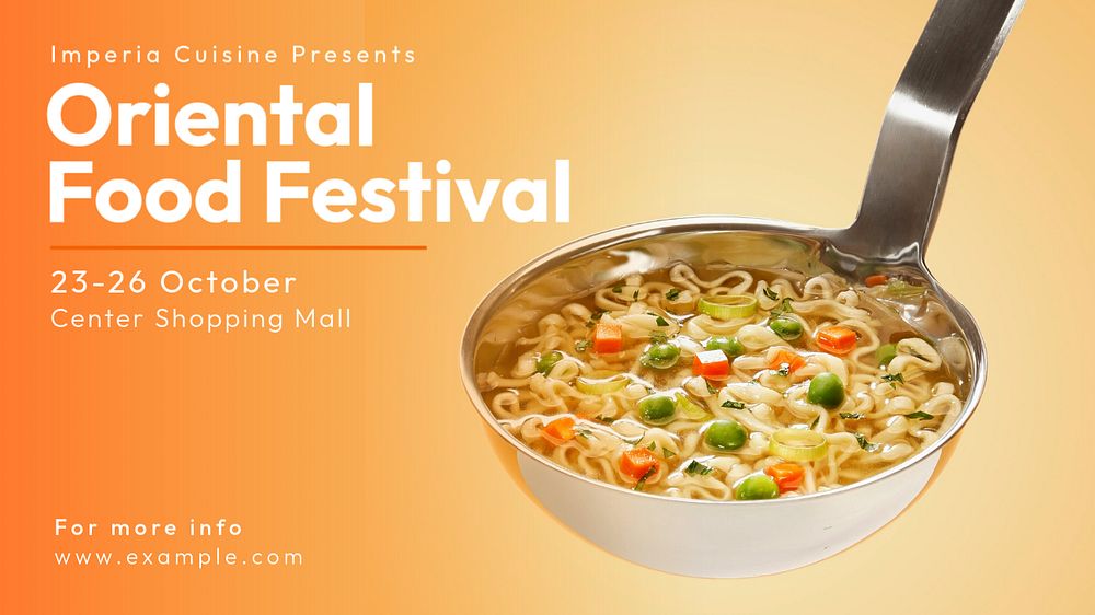 Oriental food festival blog banner template, editable text