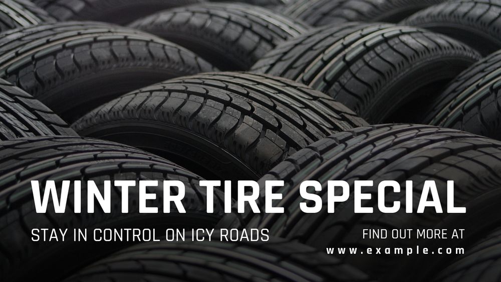 Winter tire driving blog banner template, editable text