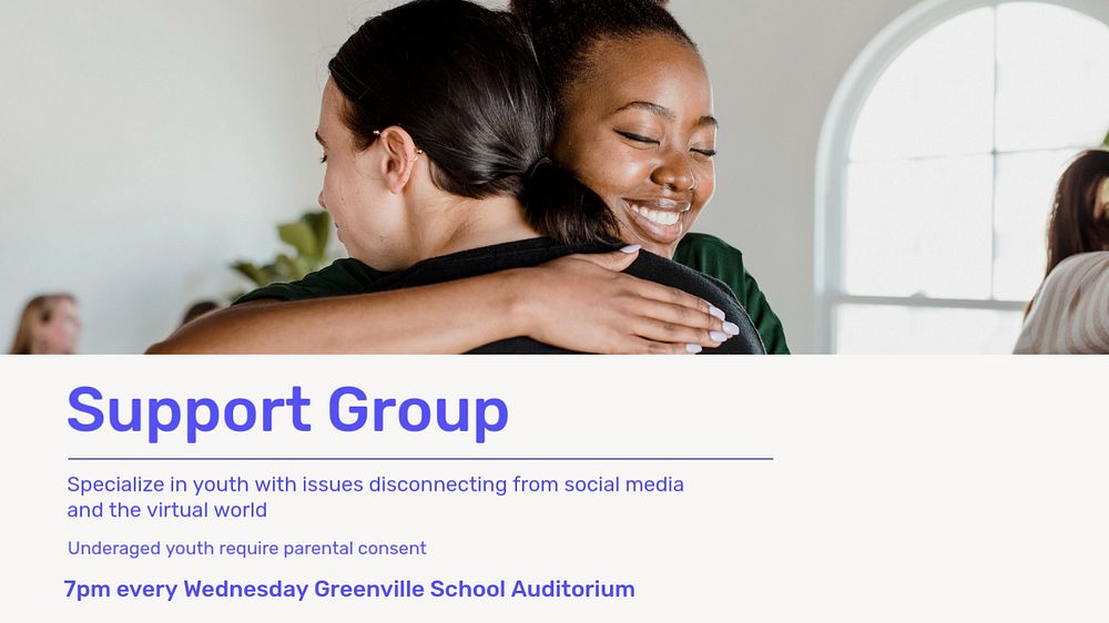 Support group Facebook cover template, editable design