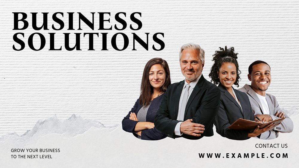 Business solutions  blog banner template, editable text