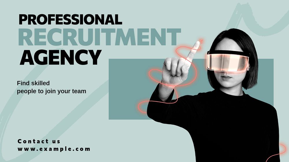 Recruitment platform  blog banner template, editable text