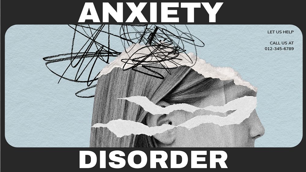 Anxiety & mental health blog banner template, editable text