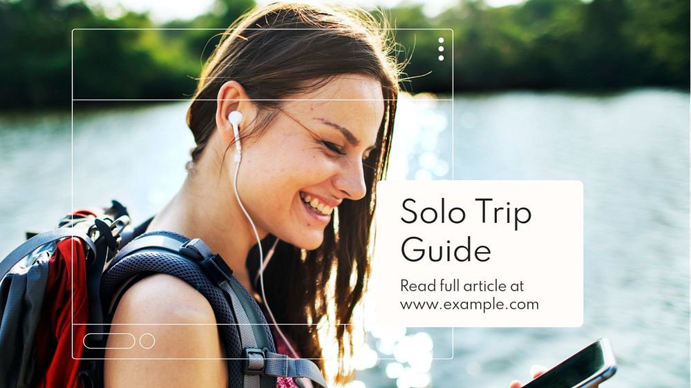 Solo trip guide Facebook cover template, editable design