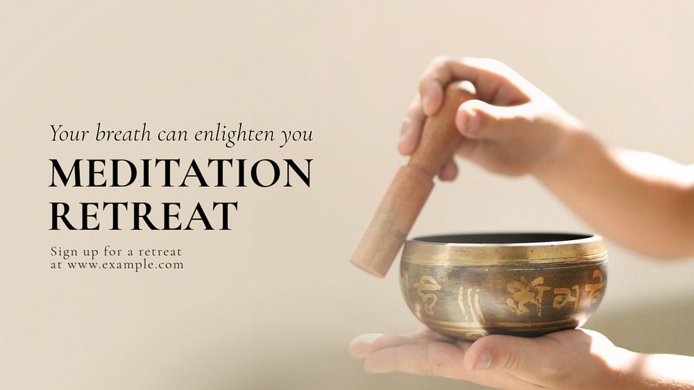 Meditation retreat blog banner template, editable text