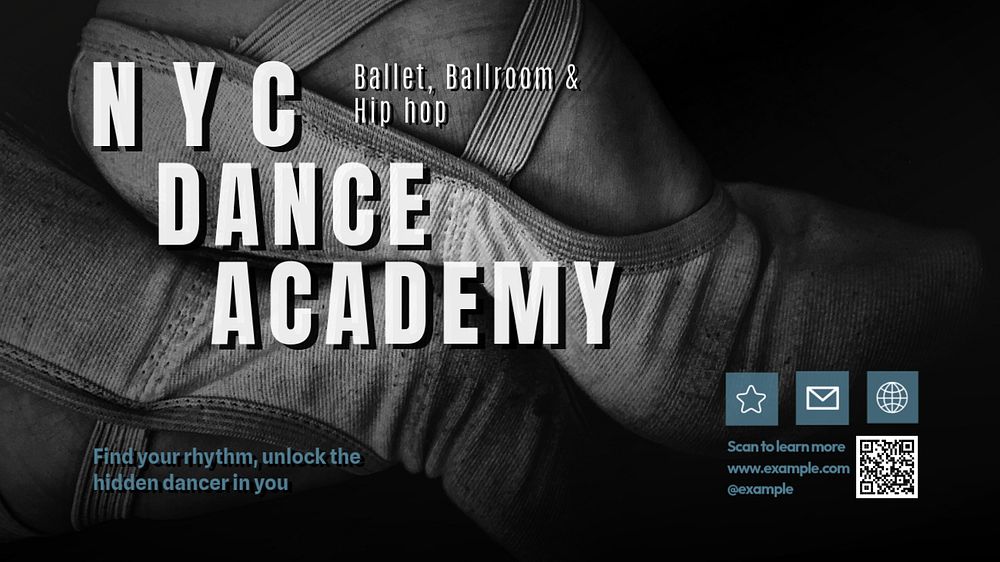 Dance academy blog banner template, editable design