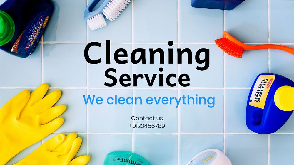 Cleaning service blog banner template, editable text