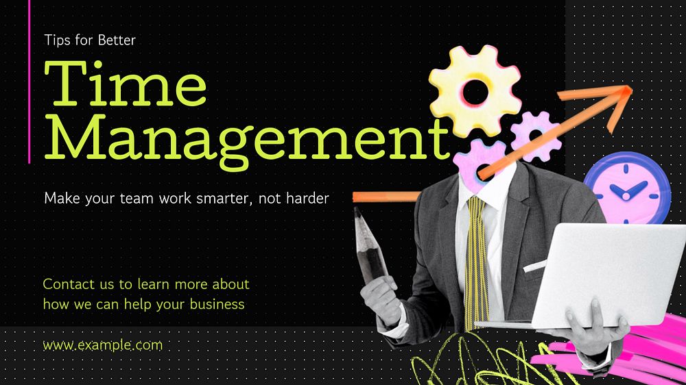 Time management  blog banner template, editable text