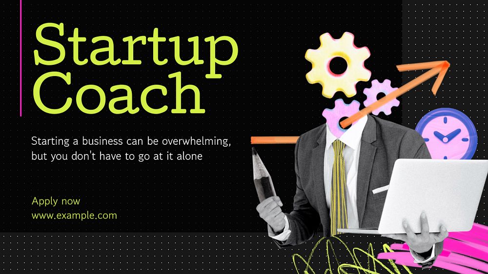 Startup coach business blog banner template, editable text