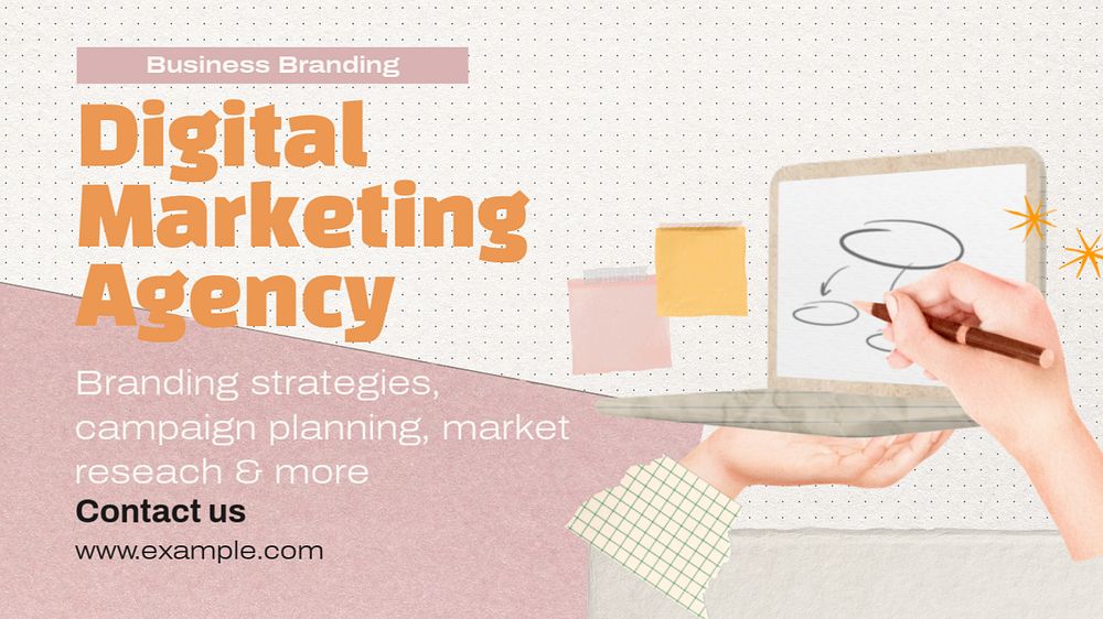 Digital marketing agency blog banner template, editable text