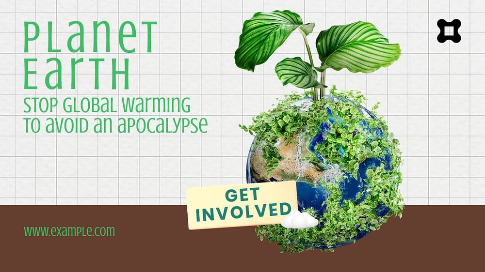 Global warming blog banner template, editable text