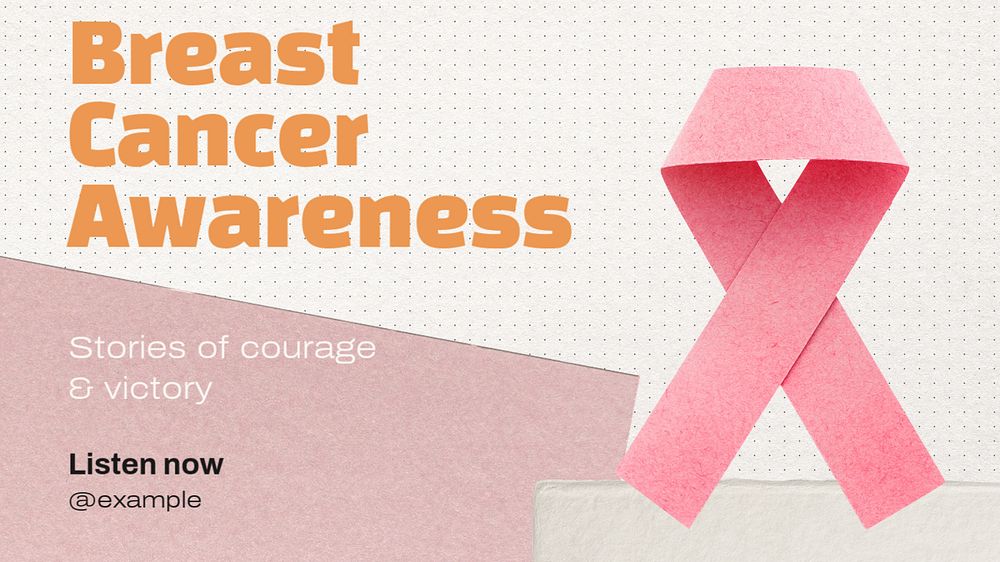 Breast cancer awareness blog banner template, editable text