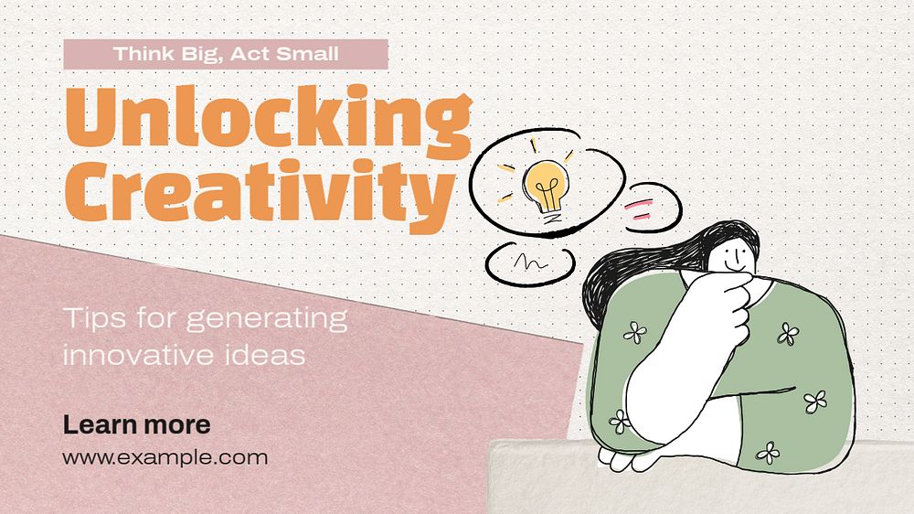 Unlocking creativity  blog banner template, editable text