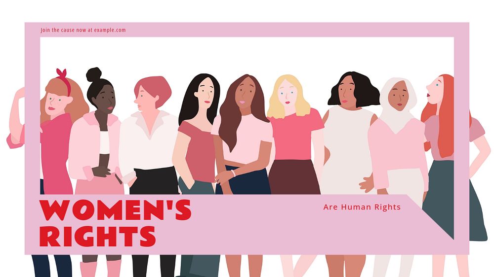 Women's rights blog banner template, editable text