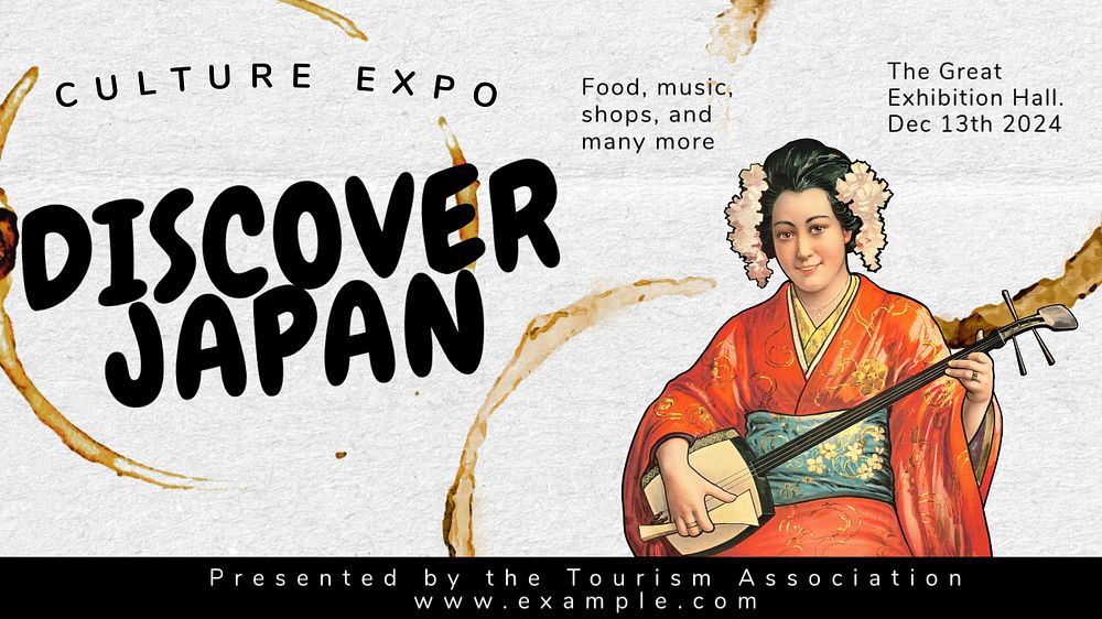 Japan culture expo blog banner template, editable text