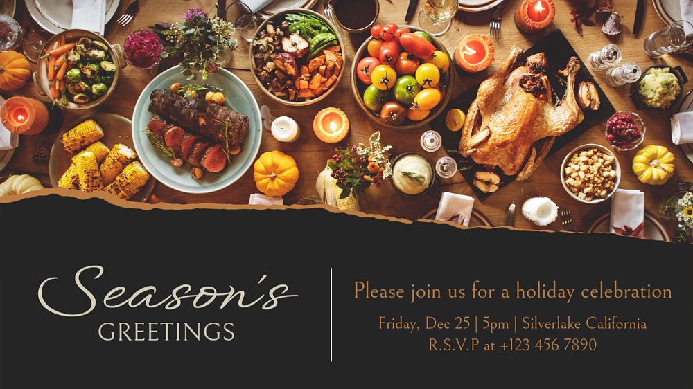 Season's greetings blog banner template, editable text