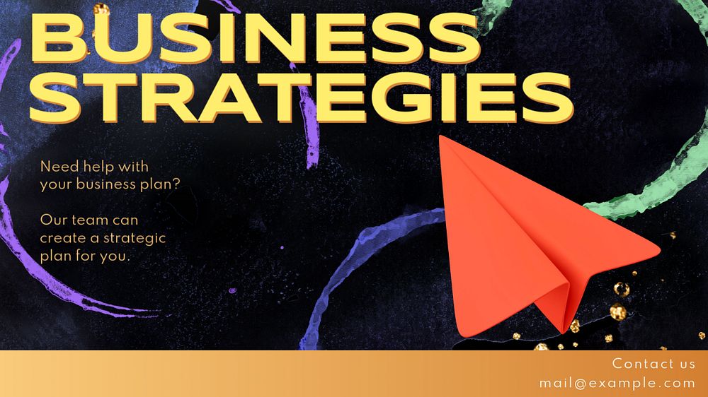 Business strategies  blog banner template, editable text