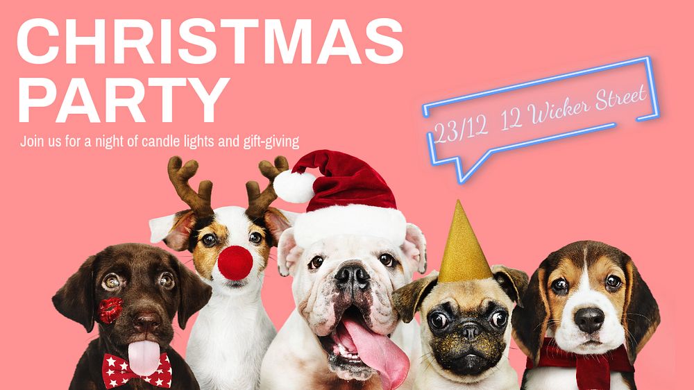 Christmas party blog banner template, editable text