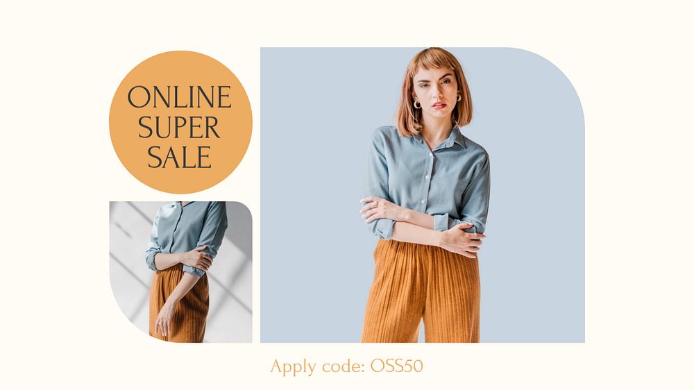 Online super sale Facebook cover template, editable design