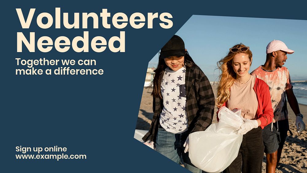 Volunteer needed Facebook cover template, editable design