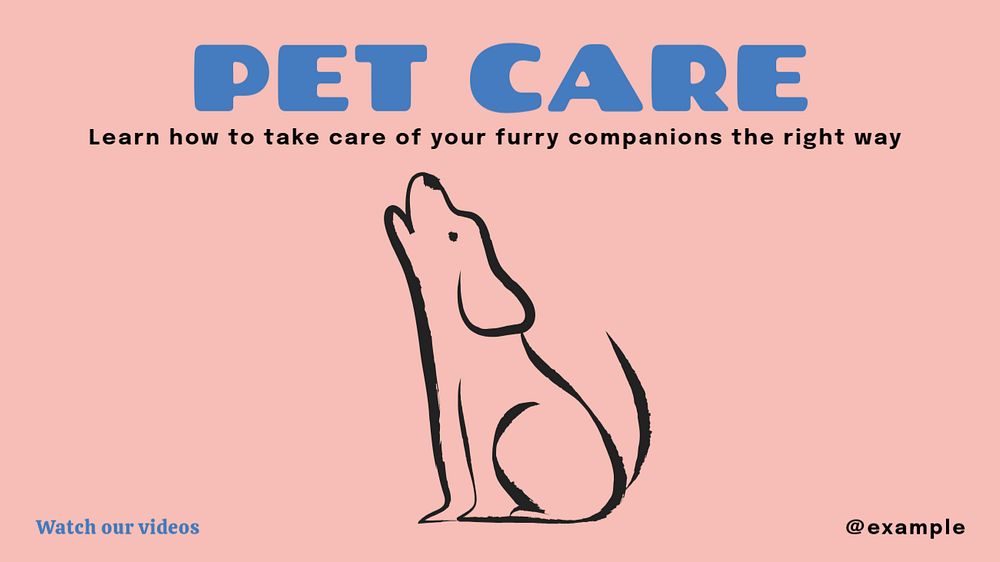 Pet care tutorials  blog banner template, editable text