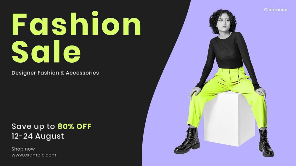 Fashion sale blog banner template, editable text