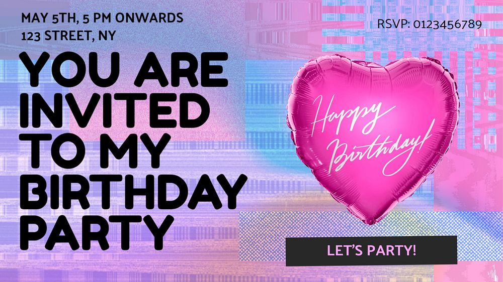 Let's party  blog banner template, editable text