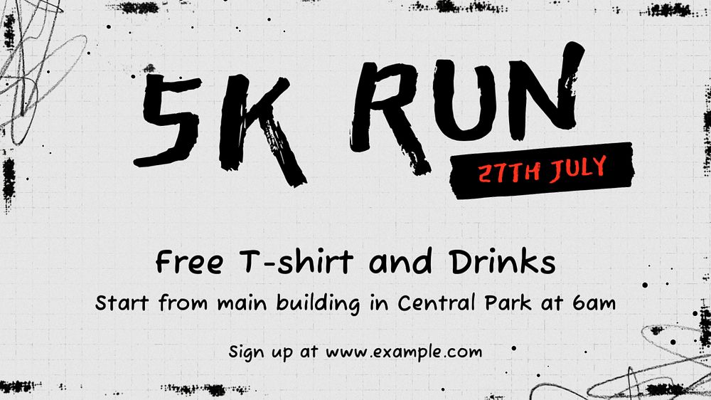 5K Run blog banner template, editable text