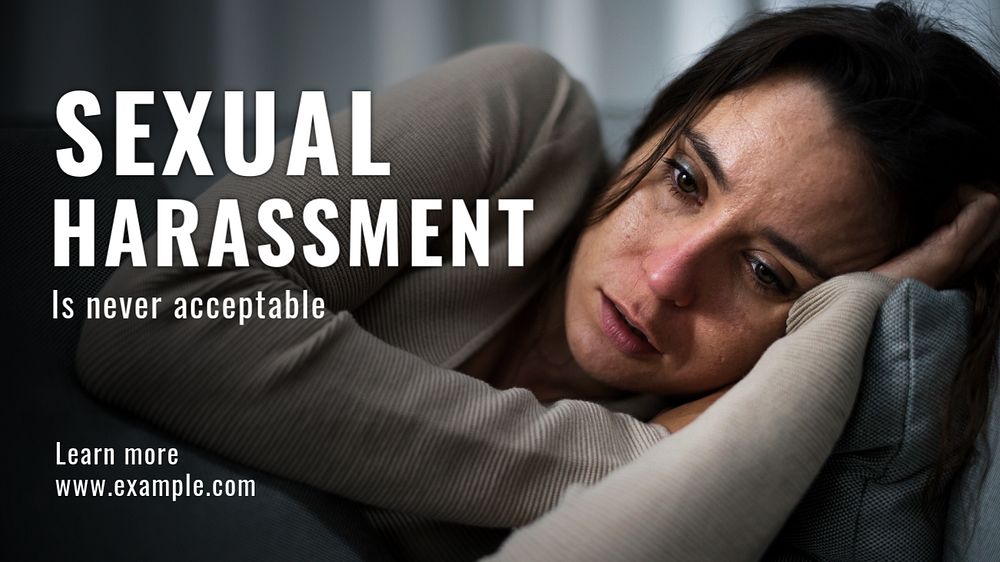 Sexual harassment blog banner template, editable text